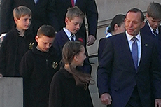 Students walking with the Prime Minister